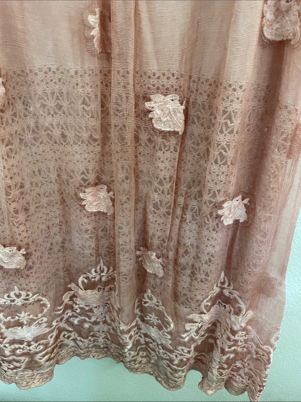 Soft Surroundings 100% silk embroidered Dusty Rose Maxi Skirt romantic M 30x41 - Picture 2 of 8